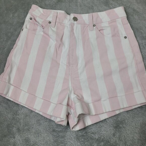 Volcom Brand Jeans Pink and White Striped Shorts Womens Size‎ 26 - Picture 1 of 11